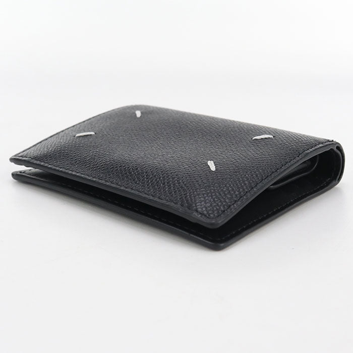 Maison Margiela 4-Stitch Calf Leather Bi-Fold Compact Wallet - Black