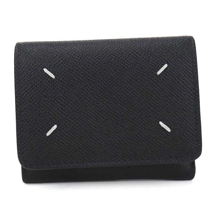 Maison Margiela Calf Leather Tri-fold Compact Wallet - Black