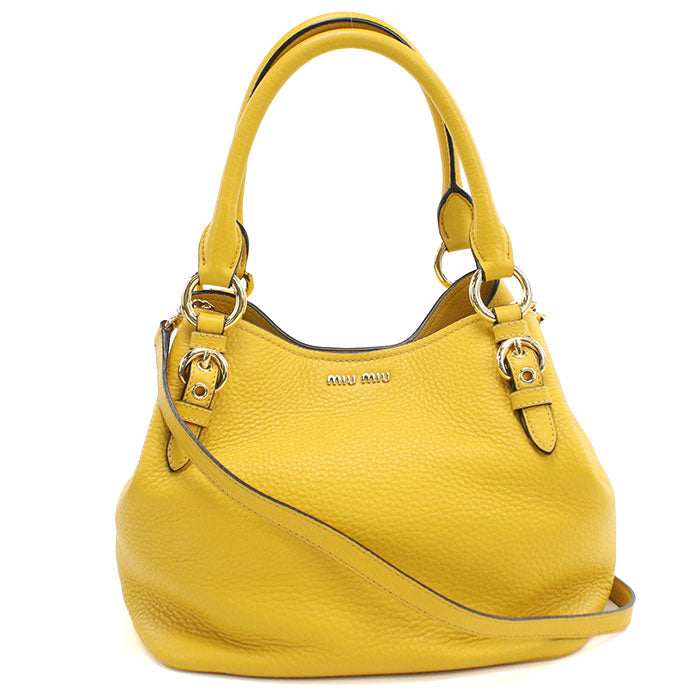 MIUMIU Vitello Phoenix Leather Tote/Shoulder Bag - Yellow