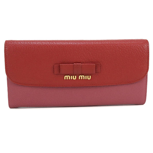 MIUMIU Goat Leather Long Wallet - Red