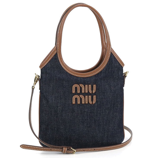 MIUMIU Ivy Mini Denim Handbag/Shoulder Bag - Navy