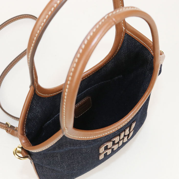 MIUMIU Ivy Mini Denim Handbag/Shoulder Bag - Navy