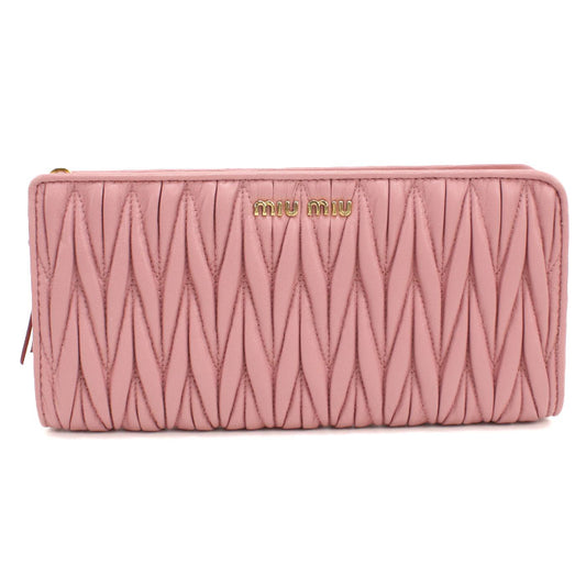 MIUMIU Matelassé Lambskin Long Wallet - Pink
