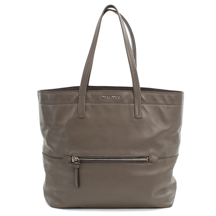 MiuMiu Leather Tote Bag - Grey