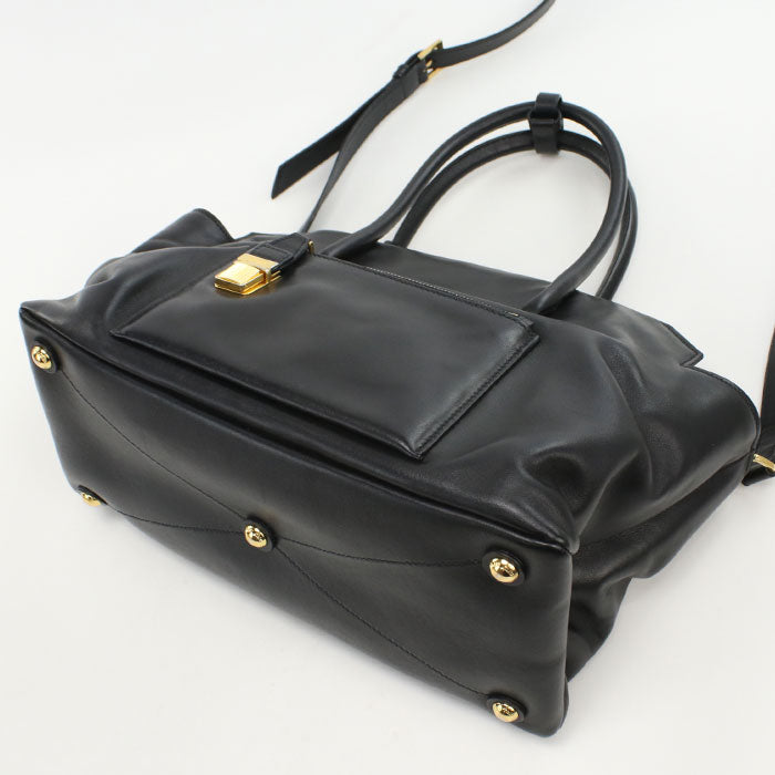 MiuMiu Vitello Soft Leather Tote Bag/Shoulder Bag - Black