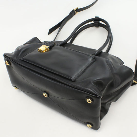 MiuMiu Vitello Soft Leather Tote Bag/Shoulder Bag - Black