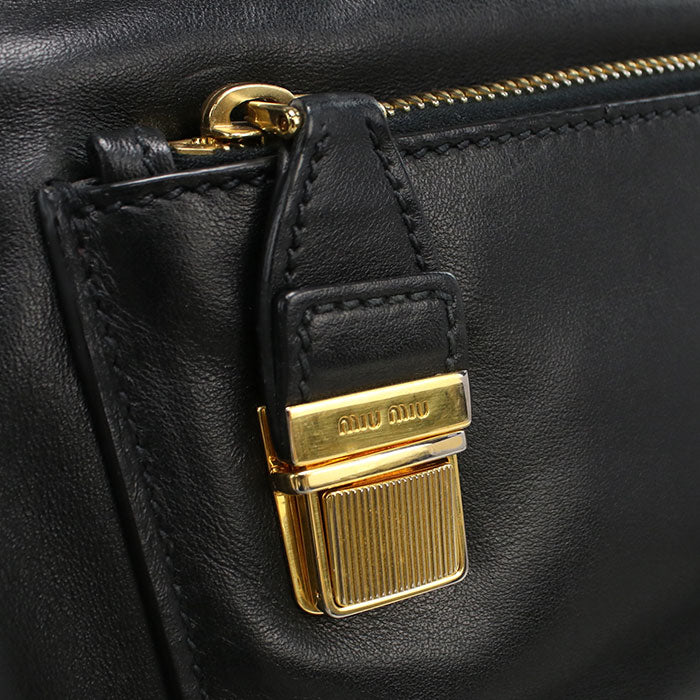 MiuMiu Vitello Soft Leather Tote Bag/Shoulder Bag - Black