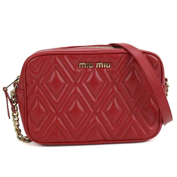 MIUMIU Matelassé Quilted Leather Chain Shoulder Bag - Red