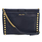 MIUMIU Studded Calfskin Clutch Bag with Chain Shoulder Bag - Navy