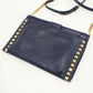 MIUMIU Studded Calfskin Clutch Bag with Chain Shoulder Bag - Navy