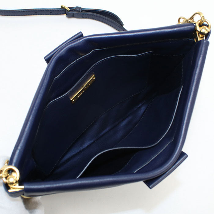 MIUMIU Studded Calfskin Clutch Bag with Chain Shoulder Bag - Navy