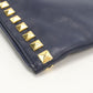 MIUMIU Studded Calfskin Clutch Bag with Chain Shoulder Bag - Navy
