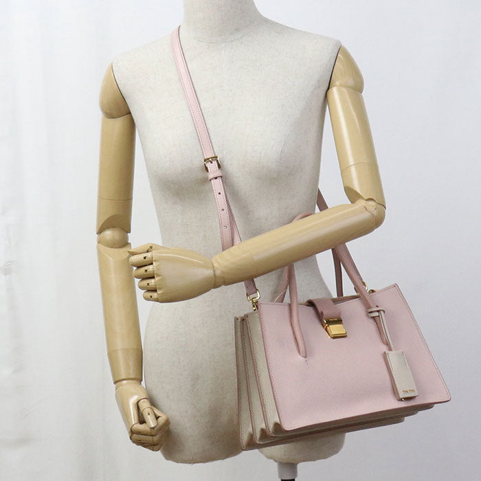 MIUMIU Madras Goat Leather Tote/Shoulder Bag - Pink