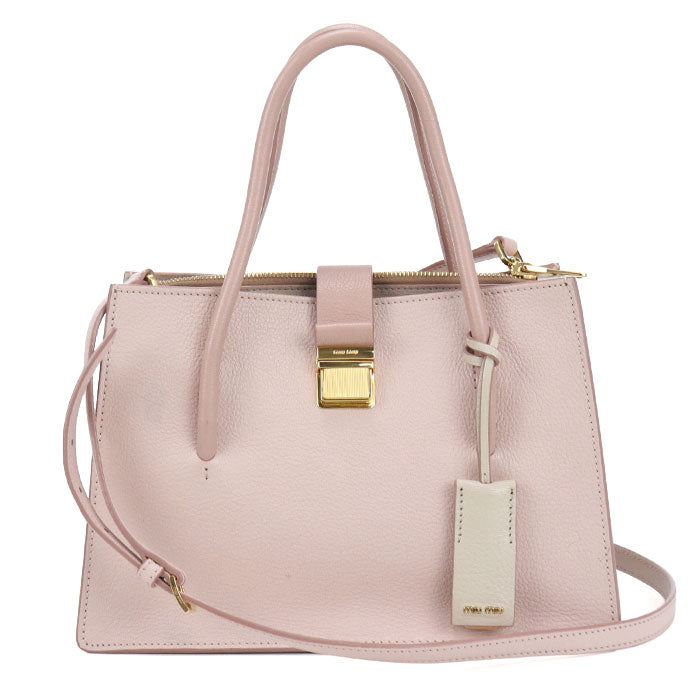 MIUMIU Madras Goat Leather Tote/Shoulder Bag - Pink