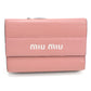 Miu Miu Madras Leather Tri-Fold Compact Wallet - Pink
