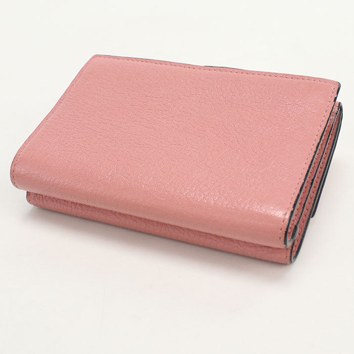 Miu Miu Madras Leather Tri-Fold Compact Wallet - Pink