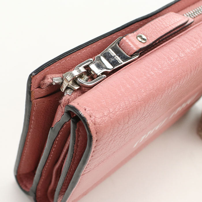 Miu Miu Madras Leather Tri-Fold Compact Wallet - Pink