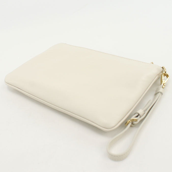 MiuMiu マドラス レザー ポーチ - ホワイト