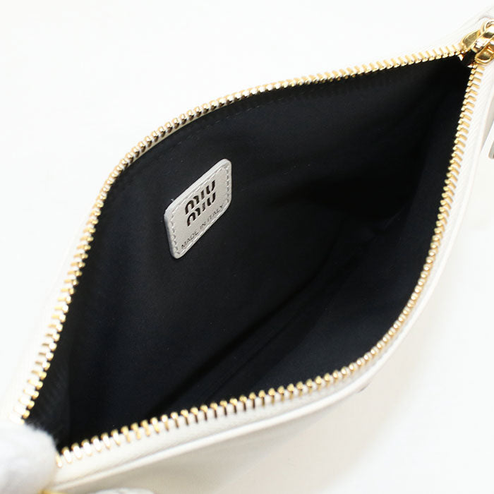 MiuMiu マドラス レザー ポーチ - ホワイト