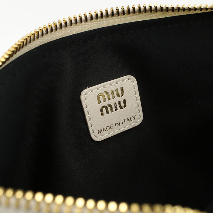 MiuMiu マドラス レザー ポーチ - ホワイト