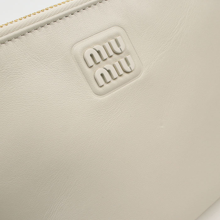 MiuMiu マドラス レザー ポーチ - ホワイト