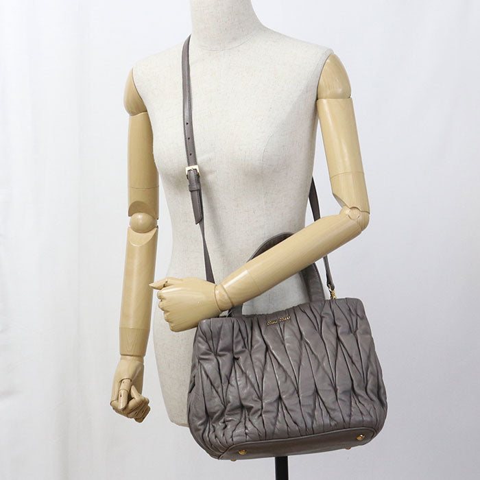 MiuMiu Matelassé Lambskin Handbag/Shoulder Bag - Grey