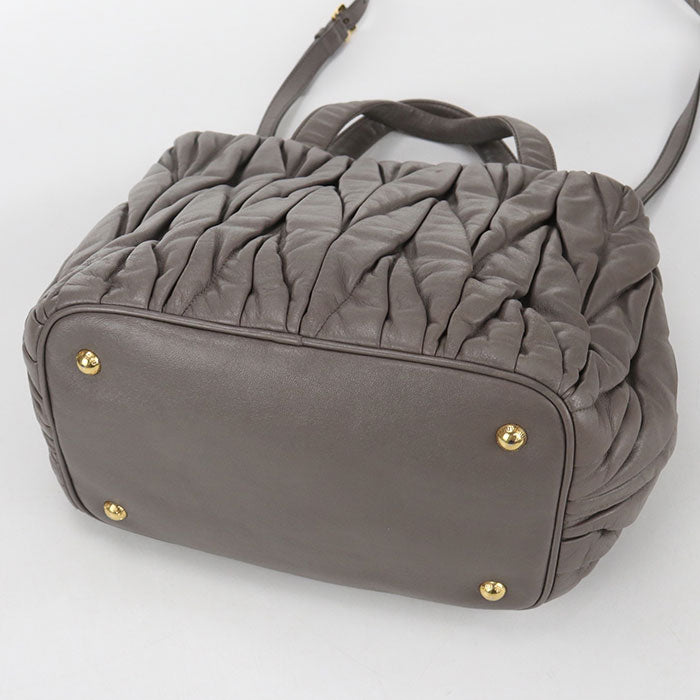 MiuMiu Matelassé Lambskin Handbag/Shoulder Bag - Grey