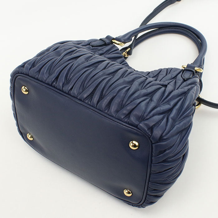 MiuMiu マテラッセ ナッパレザー ハンドバッグ ショルダーバッグ - ネイビー