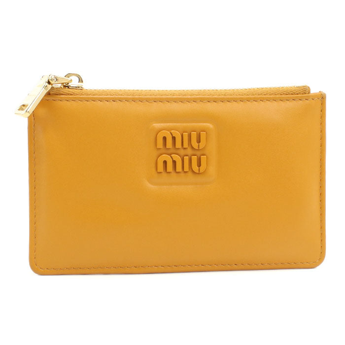 Miu Miu ラムスキン カードケース コインケース - オレンジ