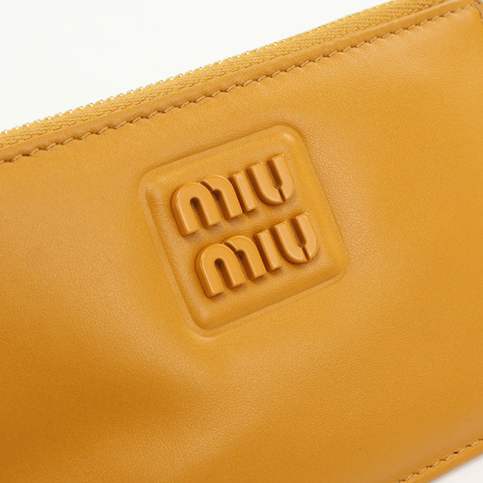 Miu Miu ラムスキン カードケース コインケース - オレンジ