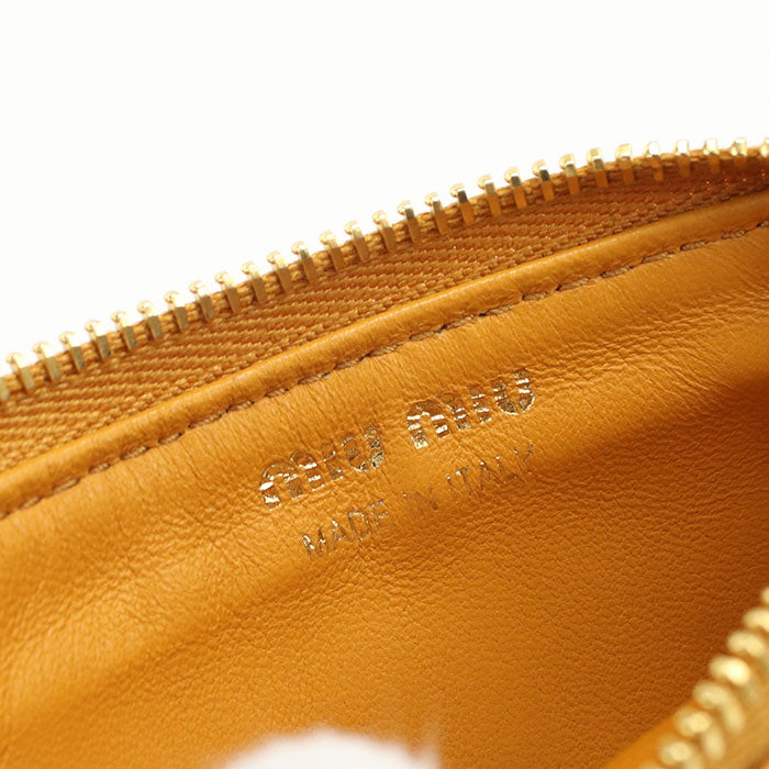 Miu Miu ラムスキン カードケース コインケース - オレンジ