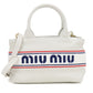 Miu Miu キャンバス ハンドバッグ トートバッグ ショルダーバッグ - ホワイト