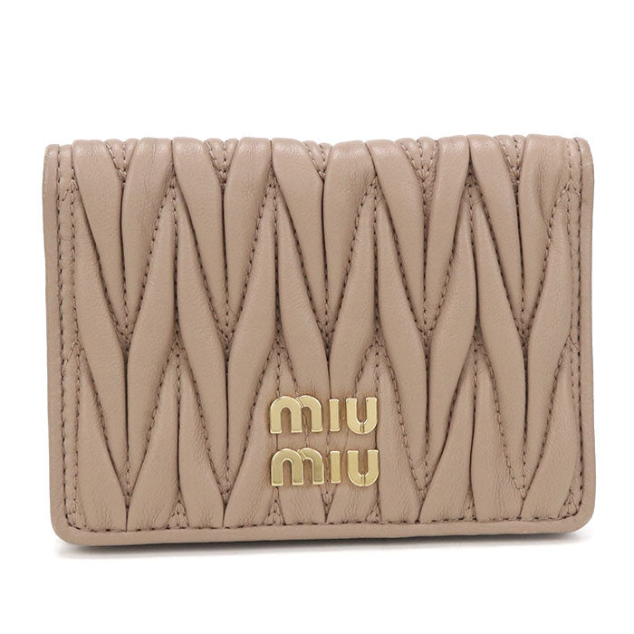 Miu Miu マテラッセ ラムスキン カードケース - ベージュ
