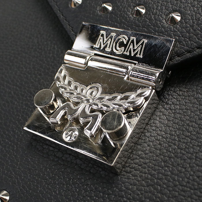 MCM Patricia Studded Leather Shoulder Bag - Black