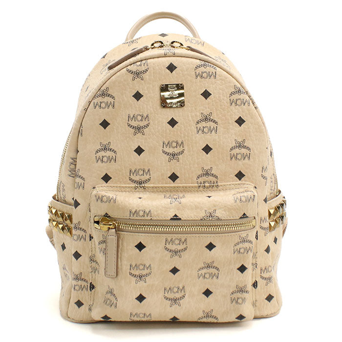 MCM Side Studs Visetos Coated Canvas Backpack - Beige
