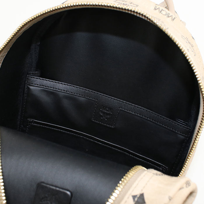 MCM Side Studs Visetos Coated Canvas Backpack - Beige