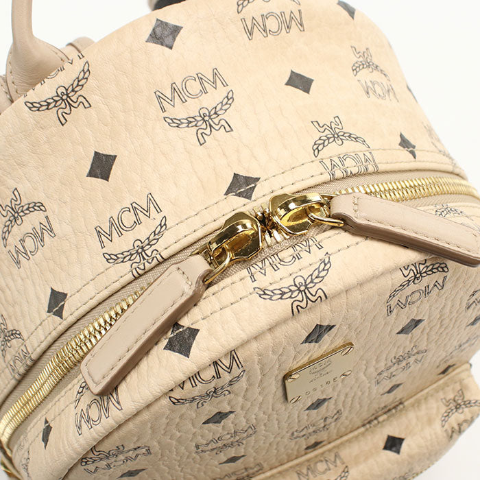 MCM Side Studs Visetos Coated Canvas Backpack - Beige
