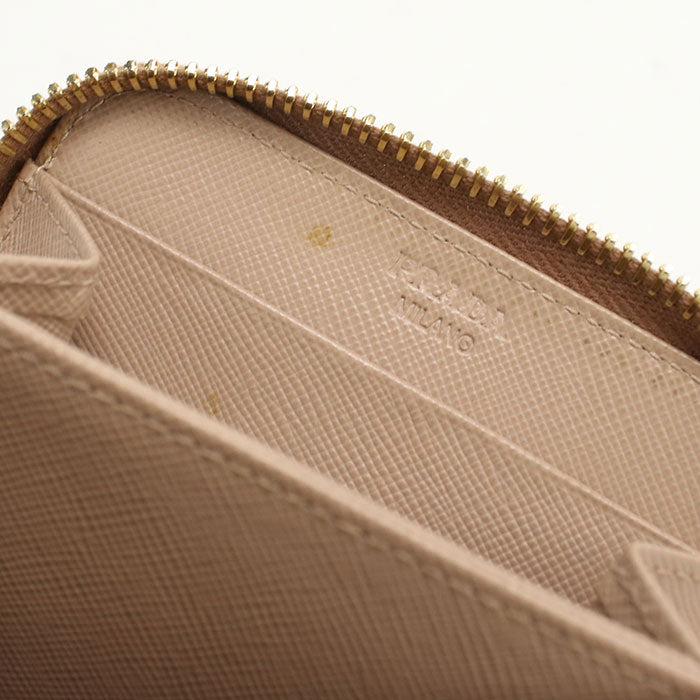 PRADA Saffiano Triangle Leather Coin Case - Pink