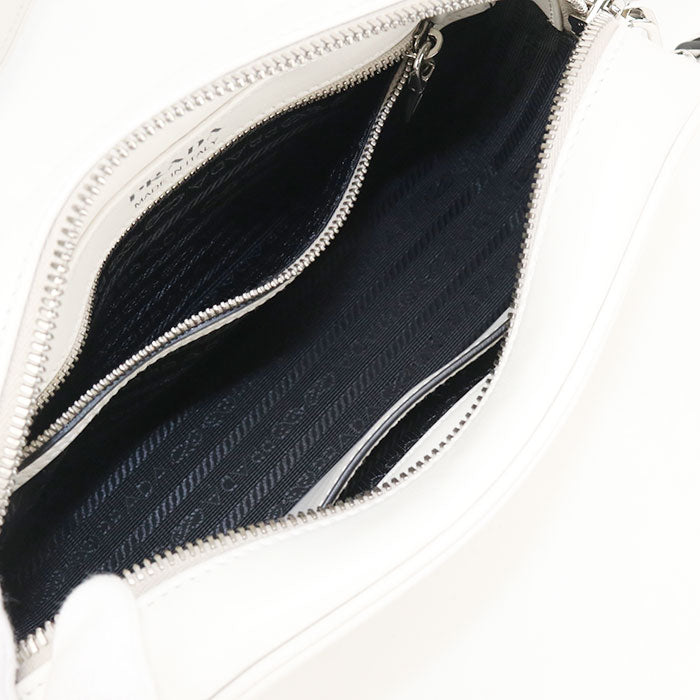 PRADA Monkey Print Calfskin Shoulder Bag - White