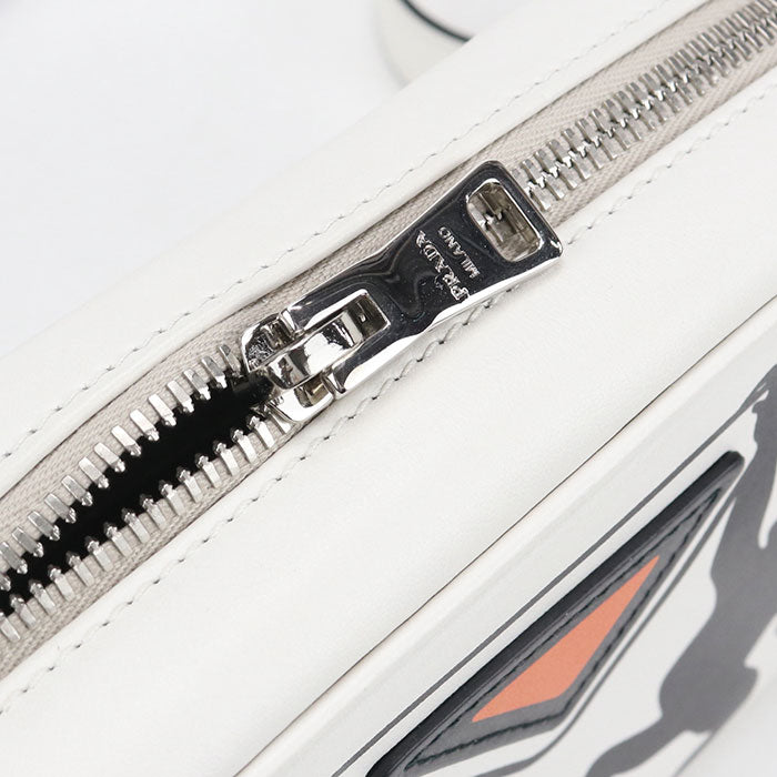 PRADA Monkey Print Calfskin Shoulder Bag - White