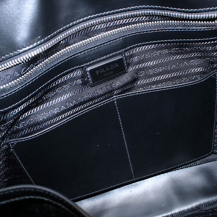 PRADA Briefcase Saffiano Leather Handbag Shoulder Bag - Brown