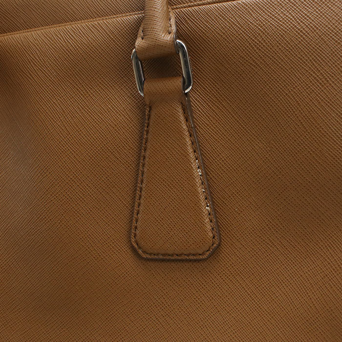 PRADA Briefcase Saffiano Leather Handbag Shoulder Bag - Brown