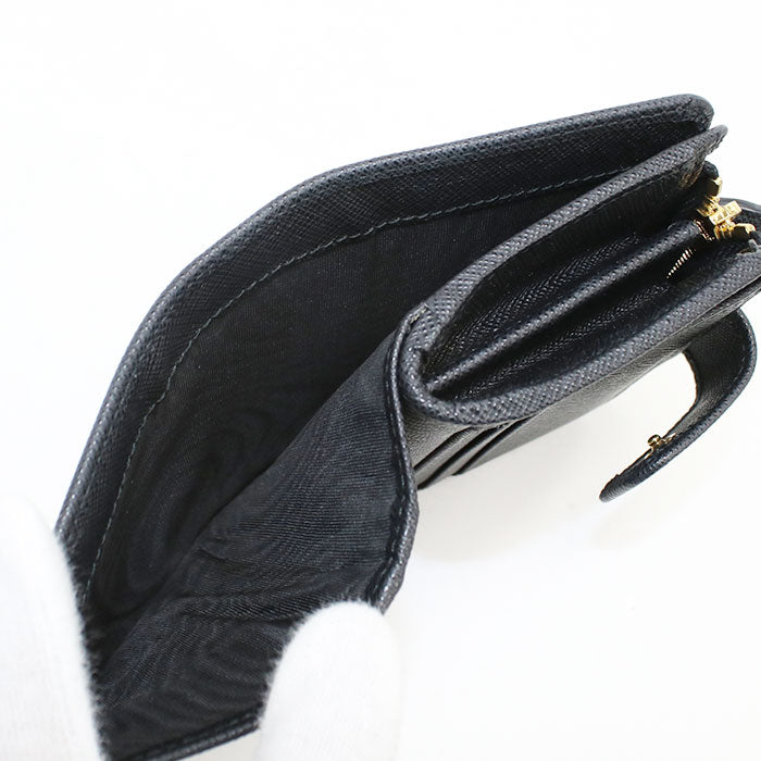 PRADA Saffiano Leather Bi-fold Compact Wallet - Black