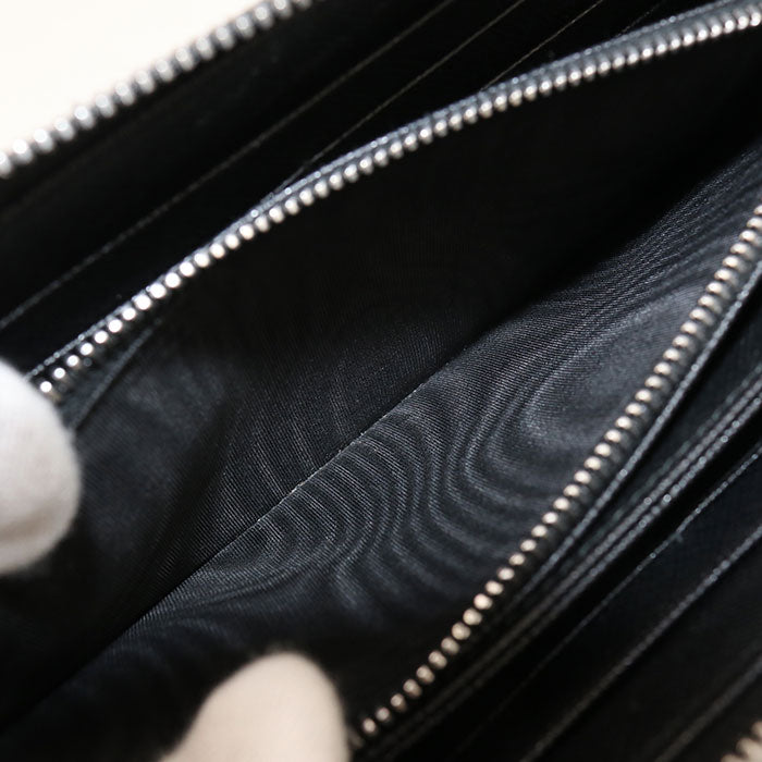 PRADA Saffiano Leather Round Zip Long Wallet - Black