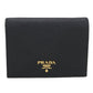 PRADA Saffiano Leather Bi-fold Compact Wallet - Black