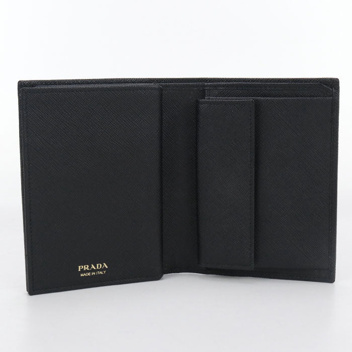 PRADA Saffiano Leather Bi-fold Compact Wallet - Black
