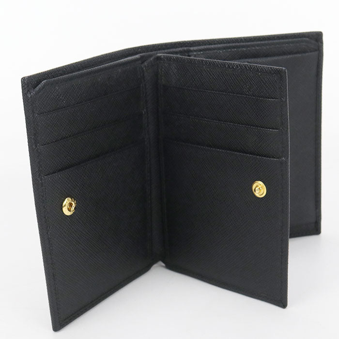 PRADA Saffiano Leather Bi-fold Compact Wallet - Black