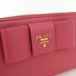 PRADA Saffiano Zip-Around Leather Long Wallet - Pink