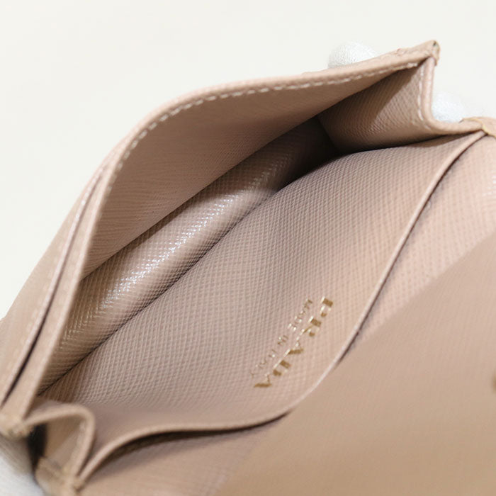PRADA Saffiano Leather Card Case - Beige