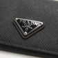 PRADA Saffiano Triangle Leather Card Case - Black